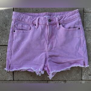 OLD NAVY Women’s High-Rise OG Straight Denim Shorts Frayed Hem Sz 6- Pink